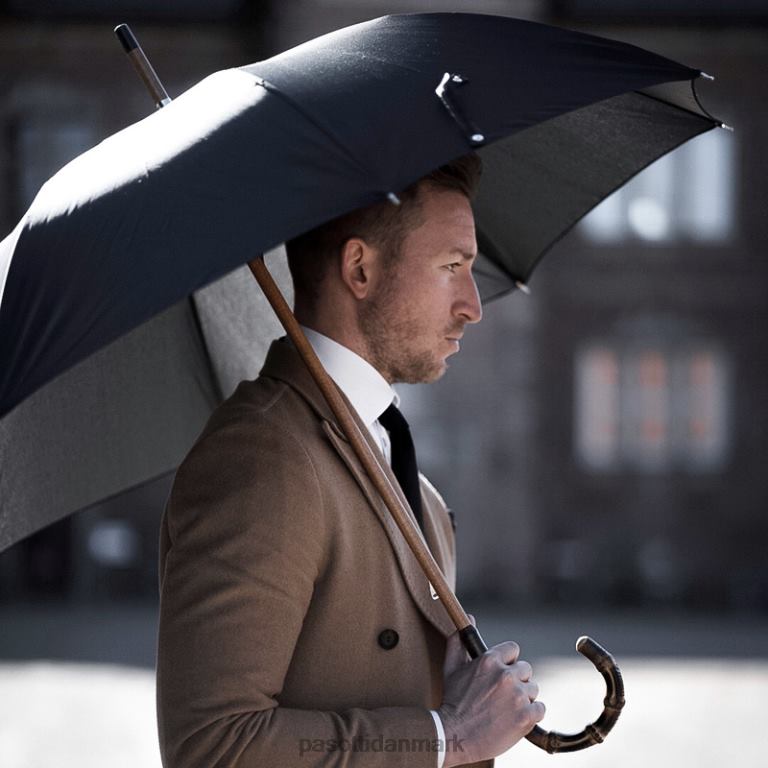 Mænd PASOTTI 476f oxf-18 b - oxford sort paraply med bambushåndtag 824L2101