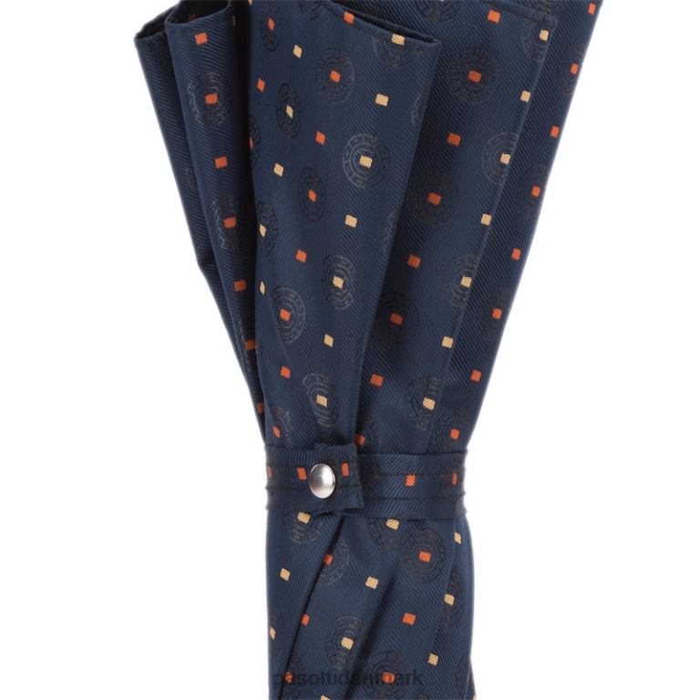 Mænd PASOTTI 478 51404-2 p - paraply med bindetryk med orange læderhåndtag 824L2152