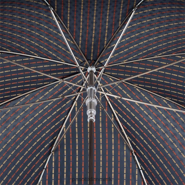 Mænd PASOTTI 478 51404-2 p - paraply med bindetryk med orange læderhåndtag 824L2152