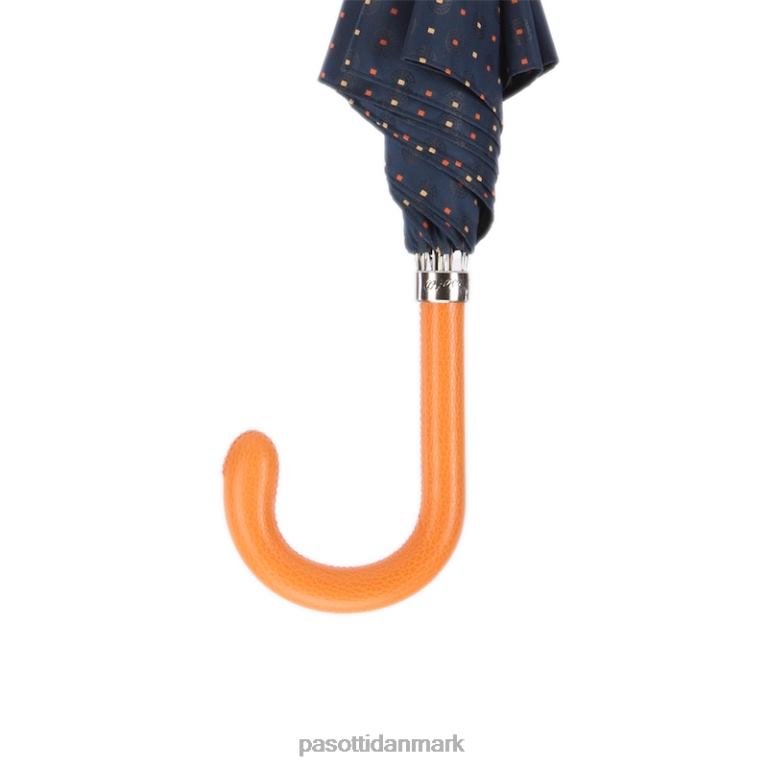 Mænd PASOTTI 478 51404-2 p - paraply med bindetryk med orange læderhåndtag 824L2152