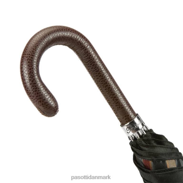 Mænd PASOTTI 478 5880-1 pu - håndværksmæssig italiensk paraply med læderhåndtag 824L2129