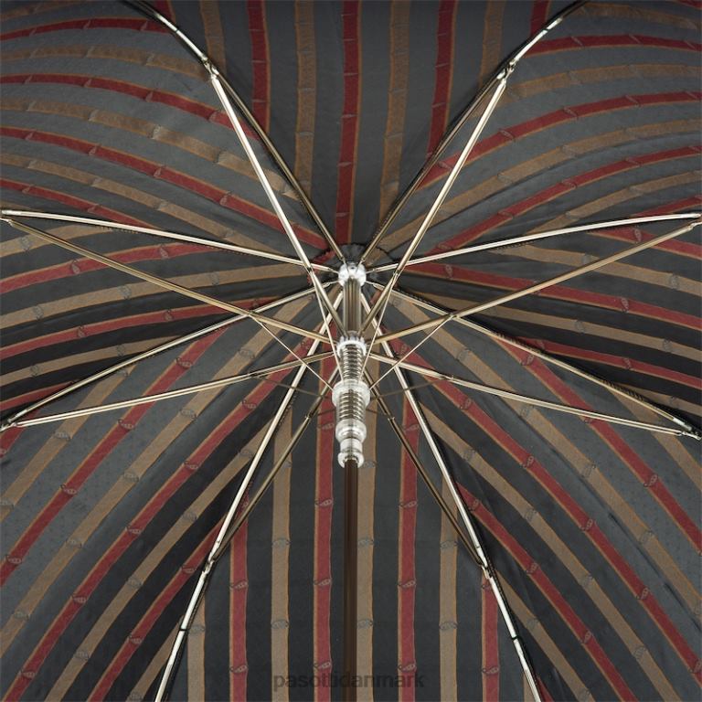 Mænd PASOTTI 478 5880-1 pu - håndværksmæssig italiensk paraply med læderhåndtag 824L2129