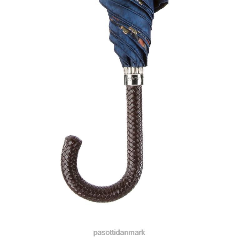 Mænd PASOTTI 478 5880-3 n37 - klassisk paraply med flettet læderhåndtag 824L2137