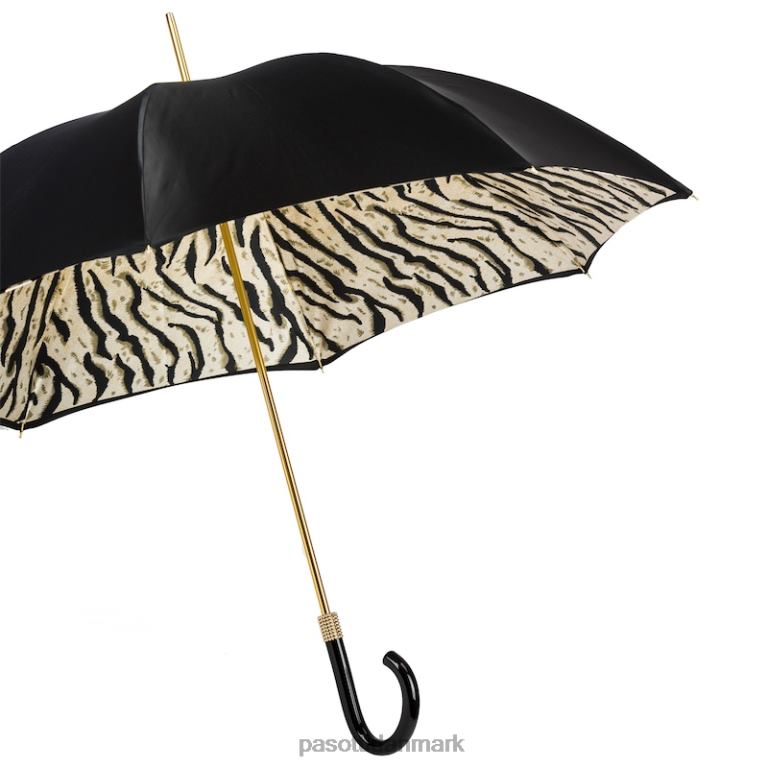 unisex PASOTTI 189 1409-29 b17 - sort tiger paraply, dobbelt stof 824L2411