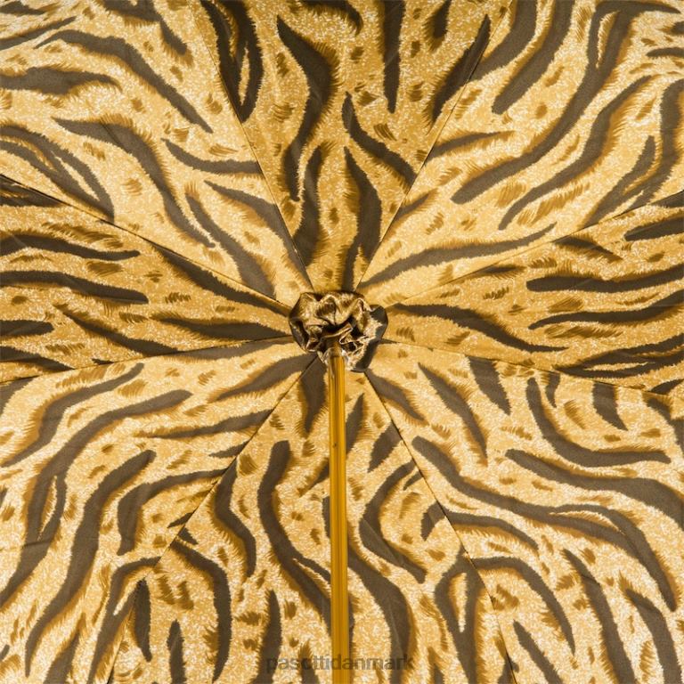 unisex PASOTTI 189 1409-61 z16 - brun paraply med tigerstribet inderside, dobbelt stof 824L2421