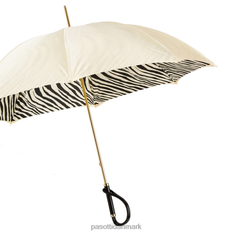 unisex PASOTTI 189 21028-55 a - elfenben paraply med zebrin interiør, dobbelt klud 824L2419