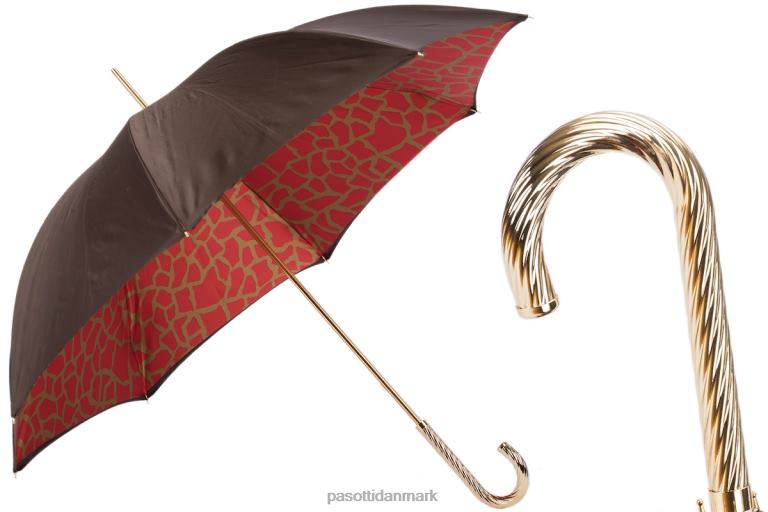 unisex PASOTTI 189 21029-21 g2 - paraply med rødt girafprint interiør, dobbelt stof 824L2420