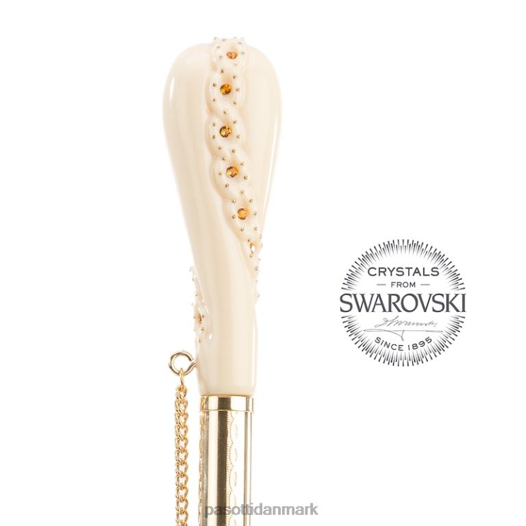 unisex PASOTTI 189 52417-11 z5 - cremehvid paraply med leopardprint, dobbelt klud 824L2424