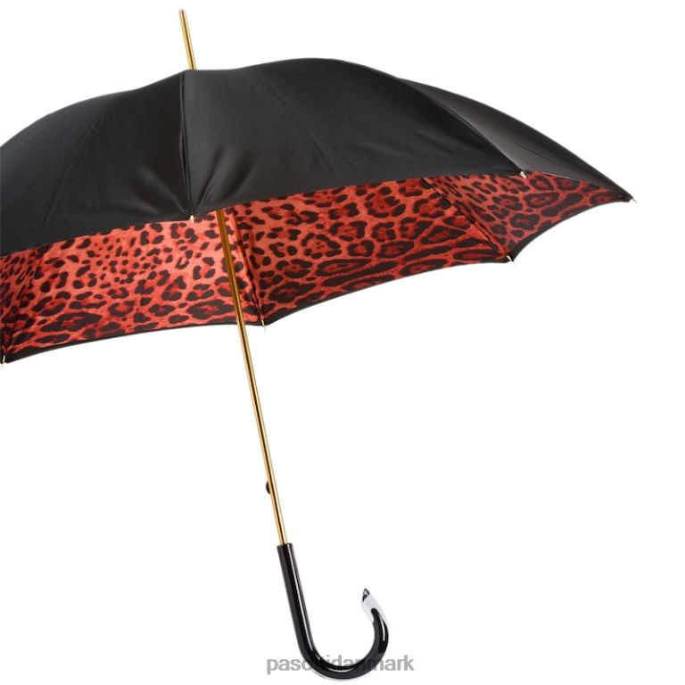 unisex PASOTTI 189 90115-2 g15 - paraply med rød leopardprint, dobbelt klud 824L2408