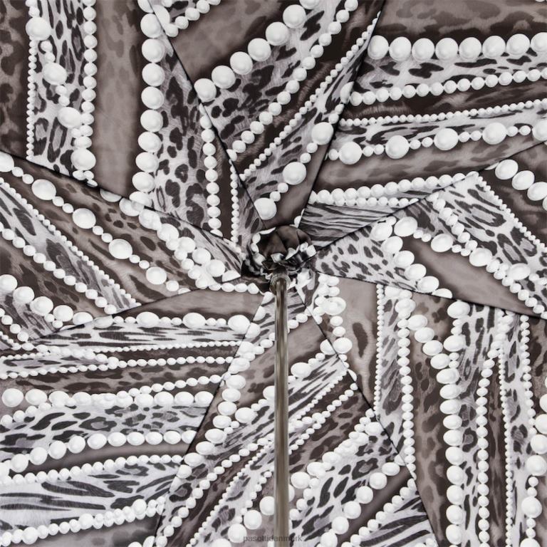 unisex PASOTTI 189n 5a003-34 g2 - paraply med grå perler og leopardprint 824L2404