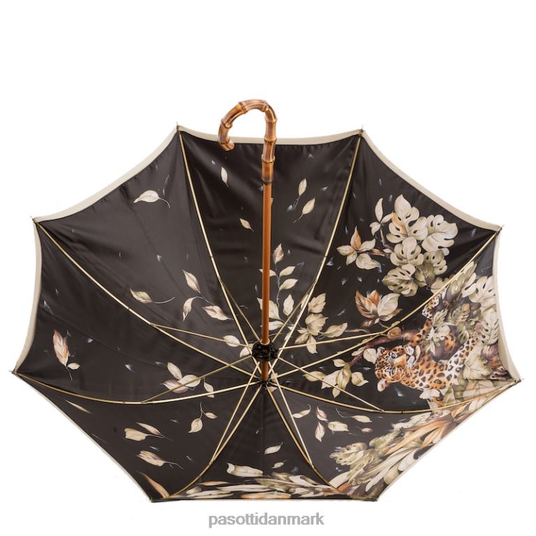 unisex PASOTTI 397 991 b - leopard paraply med vidunderligt interiør og bambus håndtag, dobbelt stof 824L2403